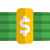 Bundle of usd banknotes with label slip icon