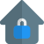 Padlock with home logotype with a concept of home security icon