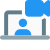 Video call on protable laptop over a web messenger icon