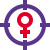 Female candidate to be hired - crosshair target icon