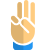 Three fingers up gesture isolated on a white background icon