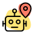 Location of a robot with pinpoint Isolated on a white background icon