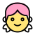 Little girl face pictorial representation with smile emoji icon