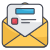Círculo de design de contorno preenchido com experiência do usuário de e-mail externo icon
