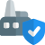 Secured mill with defensive security badge protection icon