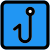 Fishing hook logotype as an indication for fishing point icon