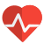 Cardiology department in the hospital with a heart and an oscillating wave logotype icon