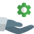 Share setting option with hand and cog symbol icon