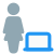 Remote working businesswoman from home on laptop icon