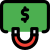 Attration for money concept - dollar with magnet icon