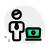 Businessman working online on a laptop computer icon