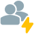 Multiple user with a flash layout isolated on a white background icon