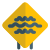 Big waves warning on a sign board layout icon