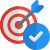 Arrow on its target concept of task accomplishment icon