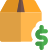 Dollar sign price tag on a Logistic delivery box icon