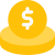 Dollar coin funds isolated on a white background icon