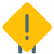 Caution with a exclamation mark on a signboard layout icon