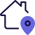 Home location with a pinpoint isolated on a white background icon