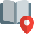 Location of a bookstore isolated on a white background icon