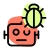 Bug in a robotic programming resolve with a patch isolated on a white background icon