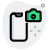 Advance smartphone with in-built camera setup logotype icon