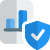 Bar chart file secured with defensive anti-virus icon