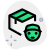 Courier delivery boy face logotype with shipping box icon