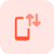 Cell phone with un and down arrow for internet connectivity icon