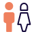 Male and female bathroom stickman signal logotype icon