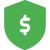 Money sheild with dollar symbol, secured money. icon