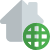 Internet connected Smart home isolated on a white background icon