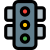 Traffic lights with all three lights isolated on a white background icon