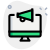 All in one pc broadcasting message online with megaphone logotype icon