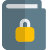 Book with secure with padlock layout logotype icon