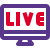 Live telecast of a media content on desktop computer icon