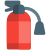 Portable fire extinguisher at restaurant in case of fire icon