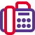 Fax machine printing arrival document in monochrome icon