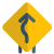 Overtaking lane with arrow on signboard layout icon