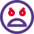 Furious angry face emoticon with scowl on face. icon