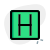 Helicopter signal with alphabet H on a roof top icon