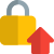 Locking devices with an up arrow isolated on a white background icon
