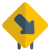 Downright exit lane on road signal signboard icon