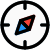 Compass for the navigation with needle icon
