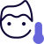 Patient measuring the temperature while introduced by Corona virus icon