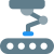 Industrial robot with conveyor belt isolated on a white background icon