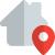 Home location with a pinpoint isolated on a white background icon