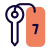 Room number seven key for the hotel room icon