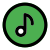 Music application with musical note in a circle icon