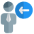Businessman with a left direction arrow indication icon