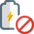 No power or battery banned indication logotype icon